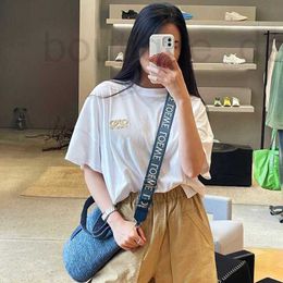 Women's T-Shirt designer brand 23 Summer Luo Jia's New Loose Toothbrush Embroidered Towel T-shirt Versatile Popular C17G