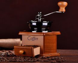 Classical Wooden Manual Coffee Grinder Hand Stainless Steel Retro Coffee Spice Mini Burr Mills Highquality beans milling Grinder6225789