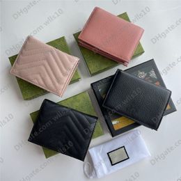 High quality Genuine leather Luxury designer card holders Wallets men fashion small Coin purses holder With box Women Key handbags234c