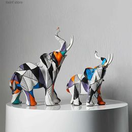 Decorative Objects Figurines Painting Art Elephant Sculptures Figurines Modern Decoration Home Resin Animal Statue Nordic Living Room Nordic Interior Decor T240