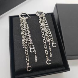 2022 Top quality Charm drop earring with tassel design in platinum Colour plated for wedding Jewellery gift have box stamp PS7716193o