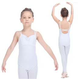 Stage Wear Kids Cotton/Lycra Camisole Leotards With Double Elastic Straps Girls Gymnastics Dancewear Women Ballet Bodysuit