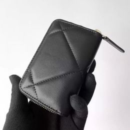 High Quality Customised 100% Leather Zipper Ladies Solid Colour Fashion Credit Card Holder Coin Purse301p