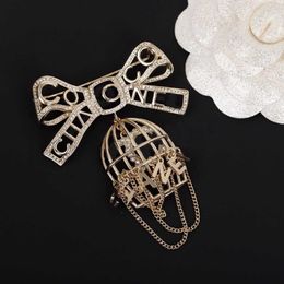 2022 Top quality charm knot shape with sparkly diamond and bird cage design for women wedding jewelry gift have box stamp PS7449311S