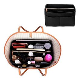 Bolsa de feltro organizadora, bolsa de inserção para viagem, organizador de maquiagem, bolsa interna portátil para cosméticos, cabe em vários sacos de marca 220704179j