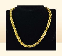 Hip Hop 24 Inches Mens Solid Rope Chain Necklace 18k Yellow Gold Filled Statement Knot Jewelry Gift 7mm Wide211W1641692