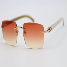 New Fashion Rimless White Buffalo Horn Sunglasses popular Men Women 8300816 Genuine Natural Glasses Frame Size54-18-140mm323v