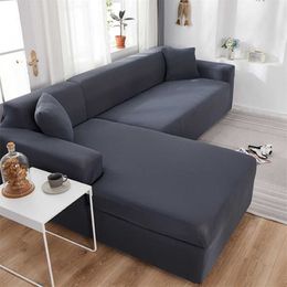 Plain Corner Sofa Covers for Living Room Elastic Spandex Couch Cover Stretch Slipcovers L Shape Sofa Need Buy 2pcs Sofa Cover 2111282d