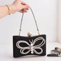 Evening Bags Black Women's Shoulder Bag Butterfly Diamond Clutch Purse Luxury High Quality Handbag Designer Crystal Wallets