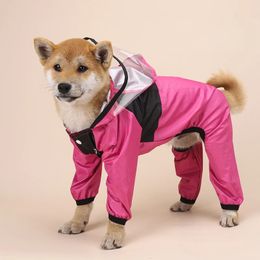 Pet Dog Raincoat Transparent Hooded Jumpsuit Dogs Waterproof Coat Water Resistant Clothes for Dogs Cats Jacket Pet Supplies 240307