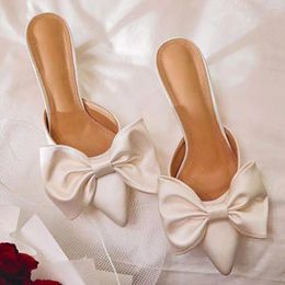 Slippers European And American Bow Pointed Single Shoes High Heels