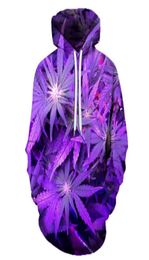 Spring and Autumn Hoodie Purple Big Leaf 3d Digital Printing Long Sleeve Lovers039 Sweater Baseball Suit88244312065534