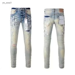 Leading Fashion Jeans - Purple Jeans Men's Skinny Fashion Rip Stitching Holes All Year Long Slim Leg Purple Brand Jeans 6702