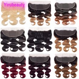 Brazilian Malaysian 100% Human Hair 13X4 Lace Frontal 27# 30# 1B/30 Ombre Colour Body Wave Top Closures 12-24inch