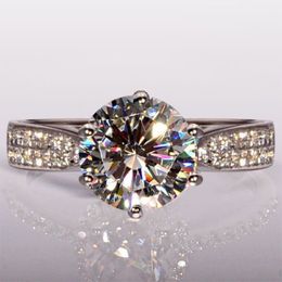 Round cut 4ct Topaz Diamonique simulated diamond 14KT white Gold Filled GF Engagement Women Wedding Ring Sz 5-11265r