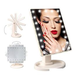 Compact Mirrors Led Touch Sn Makeup Mirror Professional Vanity With 16/22 Lights Health Beauty Adjustable Countertop 360 Rotating Drop Dhrpy