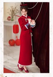 Ethnic Clothing Rich Family Thousand Gold Set Autumn/Winter Women's Wear Year's Greetings Chinese Style Plush Top And Skirt Two-piece