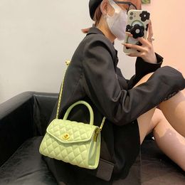 Factory Direct Supply Womens Bag 2024 New Portable Small Square Street Trend Embroidered Thread Foreign Style Chain Lock Simple