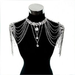 Spring 2019 New Style Bridal Shoulder Chain Real Pos Sparkly Rhinestones Wedding Shoulder Chain Jewelry Necklace in Stock2760