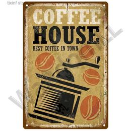 Metallmålning Metal Sign Retro Decor Coffee Vintage Tin Sign Plack Metal Plate Wall Art Affischer For Kitchen Bar Cafe Room Retro Iron Painting T2403
