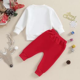 Clothing Sets Toddler Boys Christmas Outfits Hat Letter Print Long Sleeve Sweatshirts And Solid Colour Pants 2Pcs Clothes Set