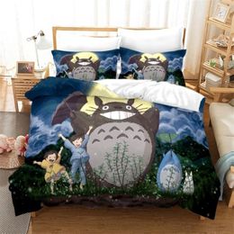 Neighbor Totoro Duvet Cover 3D Catoon Luxury Bedding Twin Queen King Size Set Bed Linen Drop C1020267L