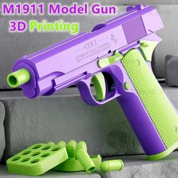 Gun Toys 3D Printed M1911 Shell Ejection Gun Pistol Model Gravity Straight Jump Toys Gun Non-Firing Kids Stress Relief Toy Christmas Gift T240309