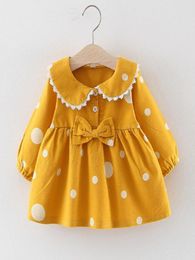 Toddler Kids Baby Girl Children Clothes Autumn Winter Long Flare Sleeve Polka Dot Print Dress Princess Dresses Girls Outfits LJ2004171683