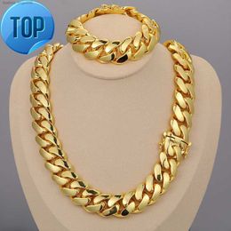 Cadena Cubana Wholesale Hip Hop Jewelry 14k Real Gold Plated Heavy Solid Miami Cuban Link Chain Halsband för män