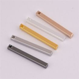 whole 2 5 25mm 50pcs Copper Material Silver gold Blank bar charm Simple Bar charm Long Strip for necklace Pendant for DIY321x