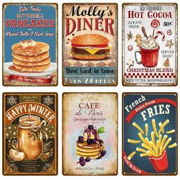 Metal Painting Retro Plate Fast Food Vintage Tin Sign Plaque Metal Sign Hot Dog Poster Home Wall Decor For Kitchen Cafe Diner Bar Painting Art T240314