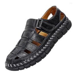 442 Freizeitschuhe Leder echte Sandalen für Männer hochwertige klassische Sommer im Freien Walking Sneakers Breat 25