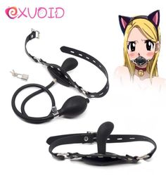 EXVOID Inflatable Penis Gag BDSM Bondage Oral Dildo Plug Fetish Open Mouth Gag Adult Sex Toys For Couples Slave Restraints MX200422247499