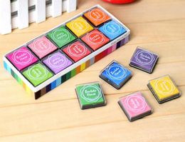 12 colors Cute Inkpad Craft Oil Based DIY Ink Pads for Rubber Stamps Fabric Scrapbook Wedding Decor Fingerprint Stamp Pad20084199568895