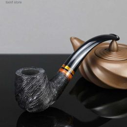Other Home Garden High Quality Briar Tobacco Pipe Random Carved Briar Pipe Smoking Pipe Handmade 9mm Philtre Bent Briar Wood Pipe Smoke Tool T240309