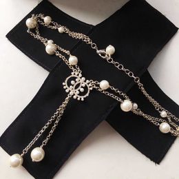 Xiaoxiang Double Layer Pearl Inlaid Diamond Versatile Sweet Temperament Necklace Xiangjia Fashion Sweater Chain Personalised Trend