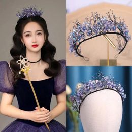 Hair Clips Luxury Crystal Zircon Headband Earring Set Rhinestone Bridal Wedding Accessories Jewellery Hairband Headdress Tiara For Women