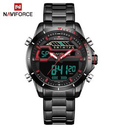 Top Luxury Brand NAVIFORCE Men Sport Watches Men's Quartz Digital LED Clock Men Full Steel Army Military Waterproof Wrist Wat235i