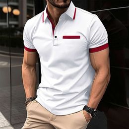 Marka 2023 Yaz Baskı Polo Gömlek Erkekler İş Moda Moda Katı Nefes Alabilir İş Kısa Kollu Tişörtler Camisas de Hombre