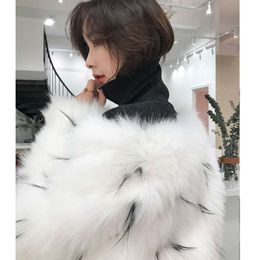 Fox Woven Fur For Women's 2023 New Long Color Contrasting Fashion Coat In Trendy White 186978