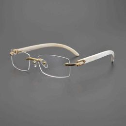 2024 Luxury Designer New luxury designer sunglasses Kajia series men's high-end natural ox angle myopia lens business frameless eye frame