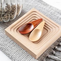 Tea Scoops Wood Mini Spoon Condiment Scoop Flatware Coffee Small Sugar Kitchen Gadgets 5Pcs 7X2.5Cm