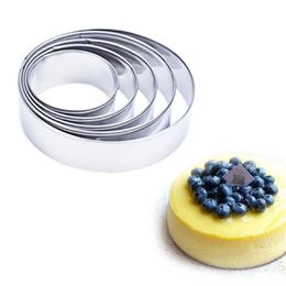 5pcs set Metal Round Circle Shape Wedding Cookie Cutter Kitchen Fondant Cake Decorating Tools Mousse Cake Mould Stencils224G