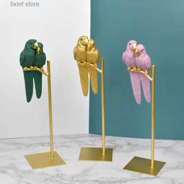 Decorative Objects Figurines Couple Macaws Sculpture Resin Multi-color Parrot Statue Bird Animals Ornaments Modern Home Desktop Living Room Decoration T240309