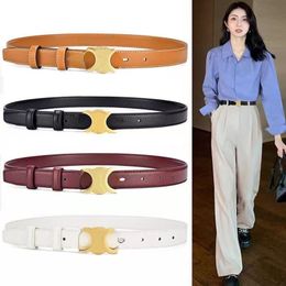 Luxurious ladies designer top belt for women ceinture luxe cintura bronze buckle stylish genuine leather with box