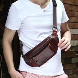 Genuine Leather Men Fanny Packs Sport Designer Bum Money Belt Bags Cow Skin Shoulder Chest Fashion Waist Belly Bag3123