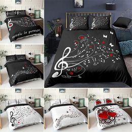 3D Digital Duvet Music Note Printed Beating Comforter Cover Kids Adult Bedding Set for Winter US EU AU Size 201120236V