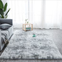 Grey Carpet Tie Dyeing Plush Soft Carpets For Living Room Bedroom Anti-slip Floor Mats Bedroom Water Absorption Carpet Rugs211v