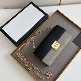 Classic gold chain strap long wallet flap designer woman mini bag luxury short wallets card holder fashion women coin purse hasp p225B