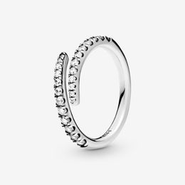 New Brand 100% 925 Sterling Silver Sparkling Lines Ring For Women Wedding Rings Fashion Jewellery Accessories234b